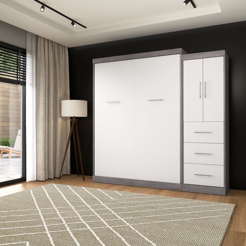 Nebula Queen Murphy Bed with Wardrobe (90W) by Bestar