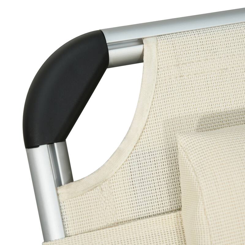 Foldable Outdoor Lounge Chair with 5-Position Recline, Cushioned Seat and Headrest for Beach Patio or Poolside