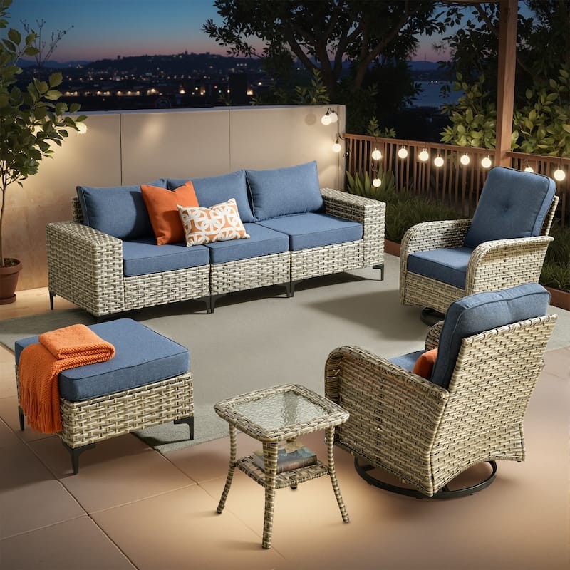 XIZZI Outdoor Patio Furniture Sectional Set with Swivel Chairs