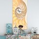preview thumbnail 3 of 9, Designart 'Golden Nautilus Shell Pattern' Oversized Coastal Wall CLock