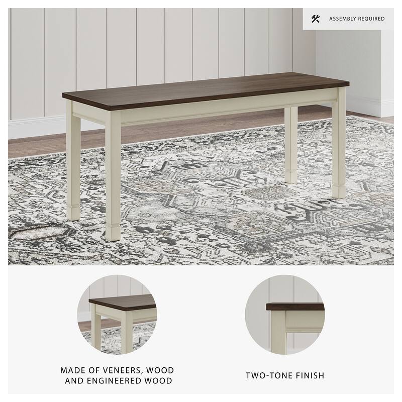 Signature Design by Ashley 'Whitesburg' Dining Room Bench - 42" W x 14" D x 17.88" H