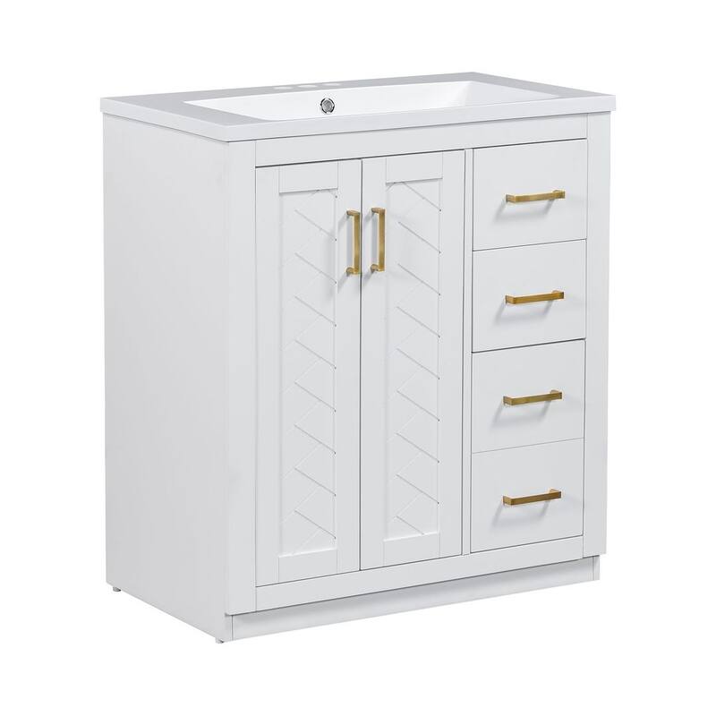 30'' Modern Freestanding Bathroom Vanity with Top Sink , Solid Wood Frame
