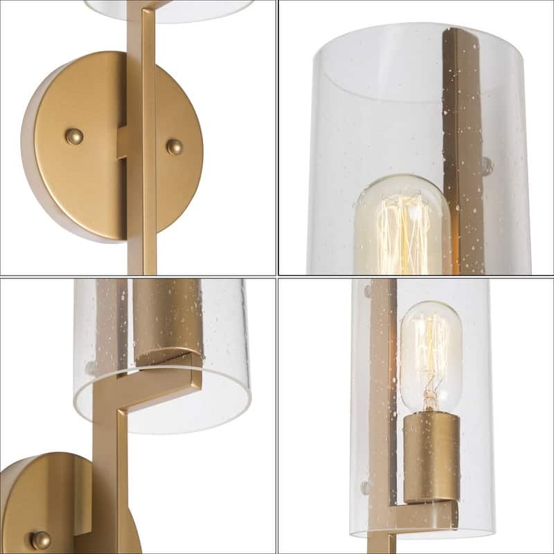 Velus Modern Gold 1-Light Seeded Glass Bathroom Vanity Light