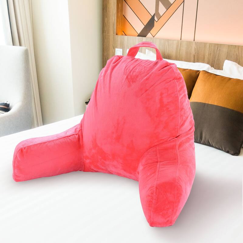 Cheer Collection Backrest Reading TV and Gaming Pillow with Armrest - Hot Pink