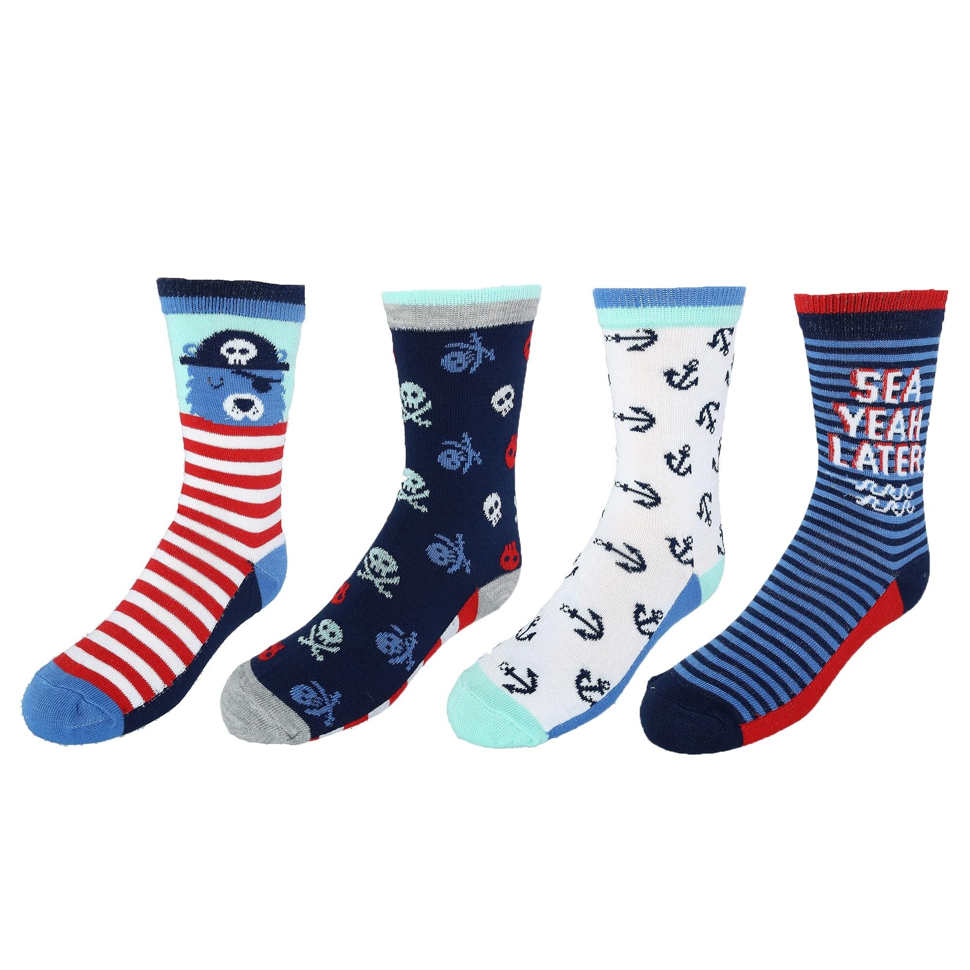 Childrens//Boys Cotton Rich Assorted Numbers Design Socks Pack Of 3
