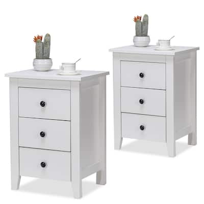 Costway 2PCS Nightstand End Beside Table Drawers Modern Storage
