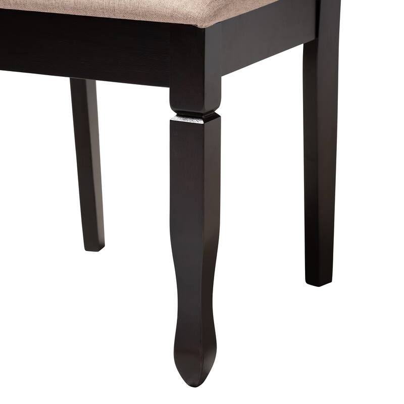 Ruby Modern Beige Fabric and Dark Brown Finished Wood 5-Piece Dining Set