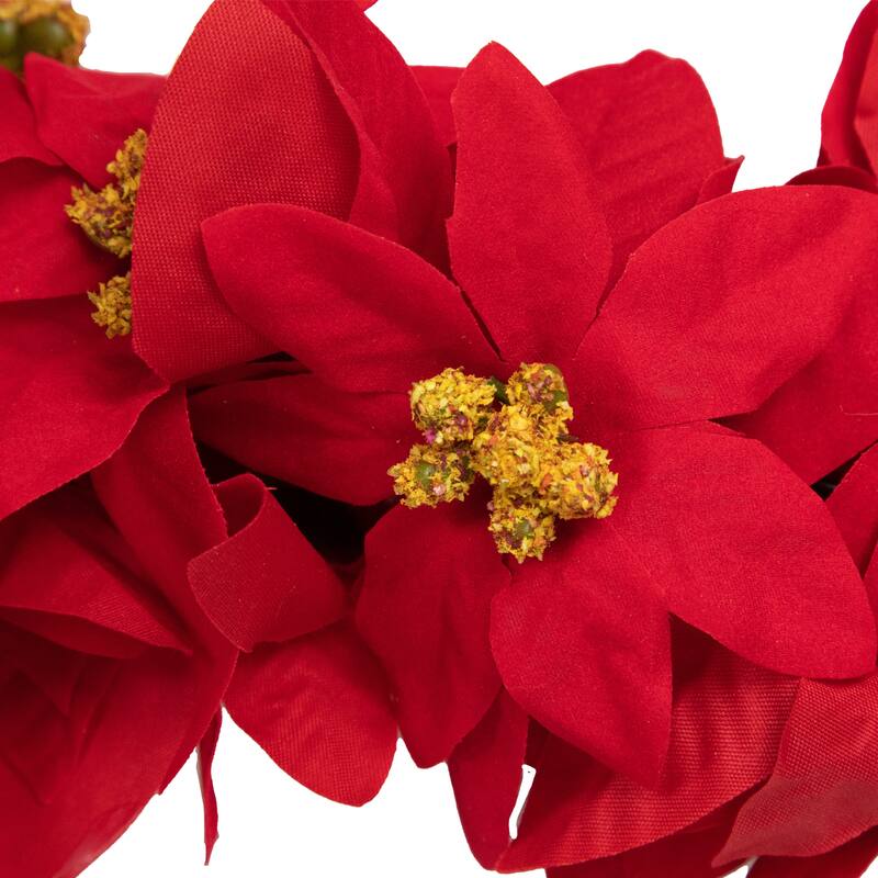 6' x 3" Red Artificial Poinsettia Floral Christmas Garland - Unlit