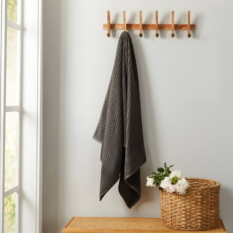 Linery & Co. Cotton Diamond Waffle Texture Bath Towels - Bath Sheet (Pack of 2) - Midnight