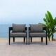 preview thumbnail 2 of 17, SAFAVIEH Outdoor Patio Furniture Viola Chair (Set of 2) - 28"W x 28"D x 26"H Black/Grey