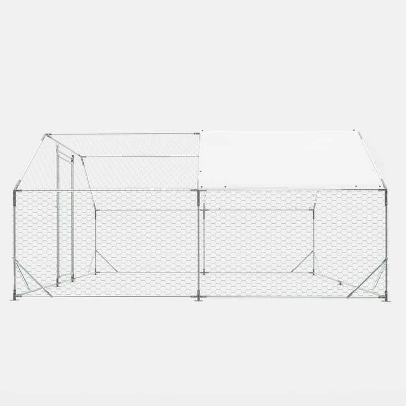 Large Galvanized Steel Chicken Coop with Lockable Steel Doors