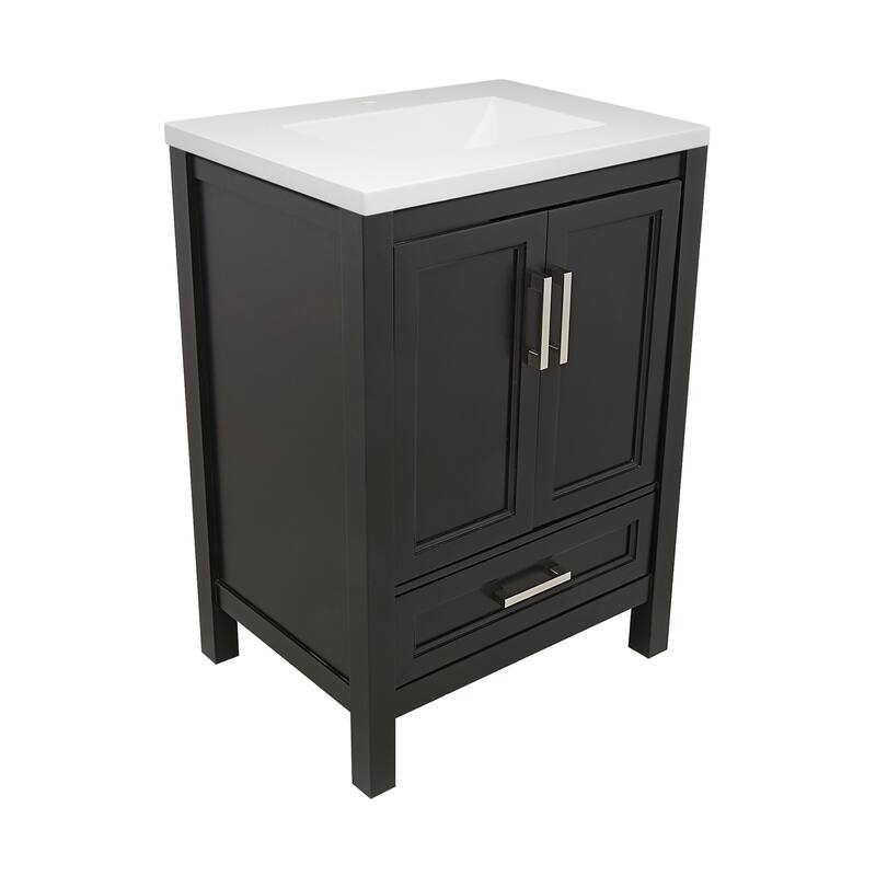 Nevado 25 in. W x 19 in. D x 36 in. H Bath Vanity in with White Cultured Marble Top Single Hole