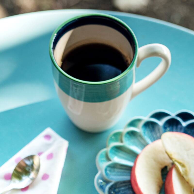 viva by VIETRI Lisbon Cobalt and Aqua Stripe Mug