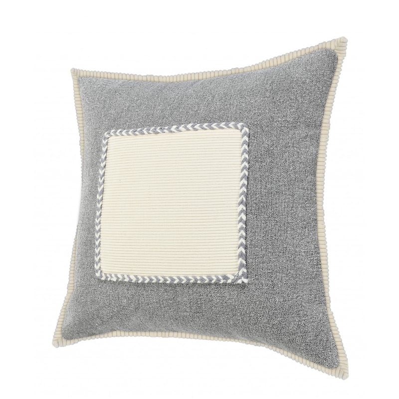 HomeRoots 20" X 20" Gray And Cream 100% Cotton Zippered Pillow