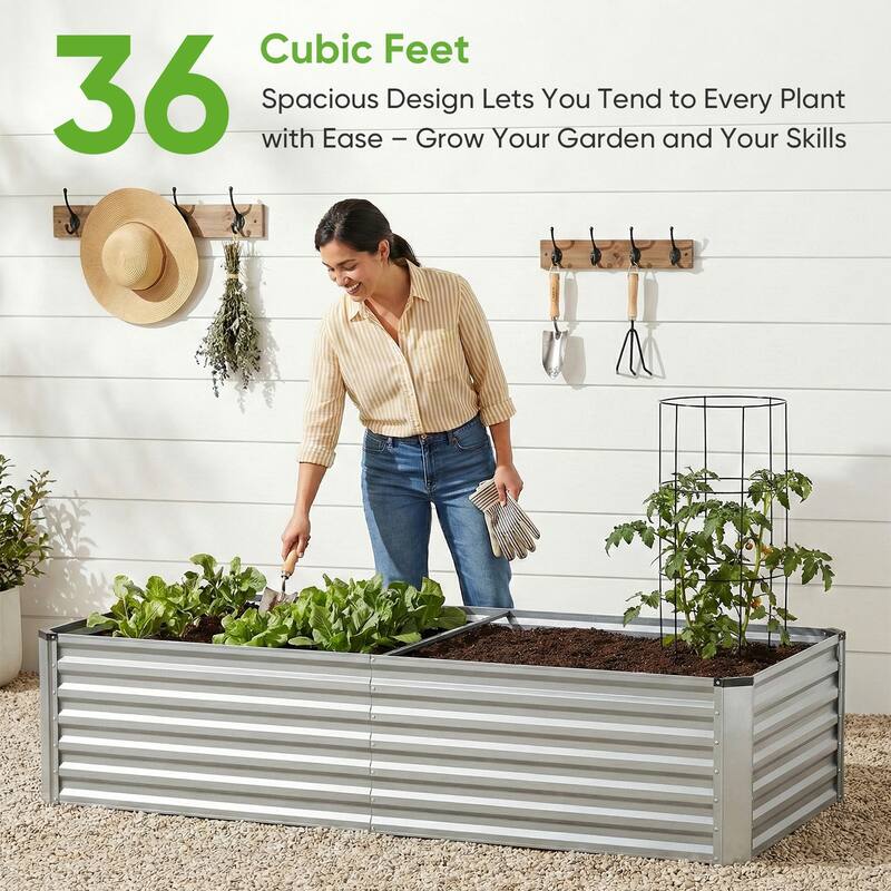 Pocassy Outdoor Planter Box Metal Patio Kit Planting Bed for Vegetables.