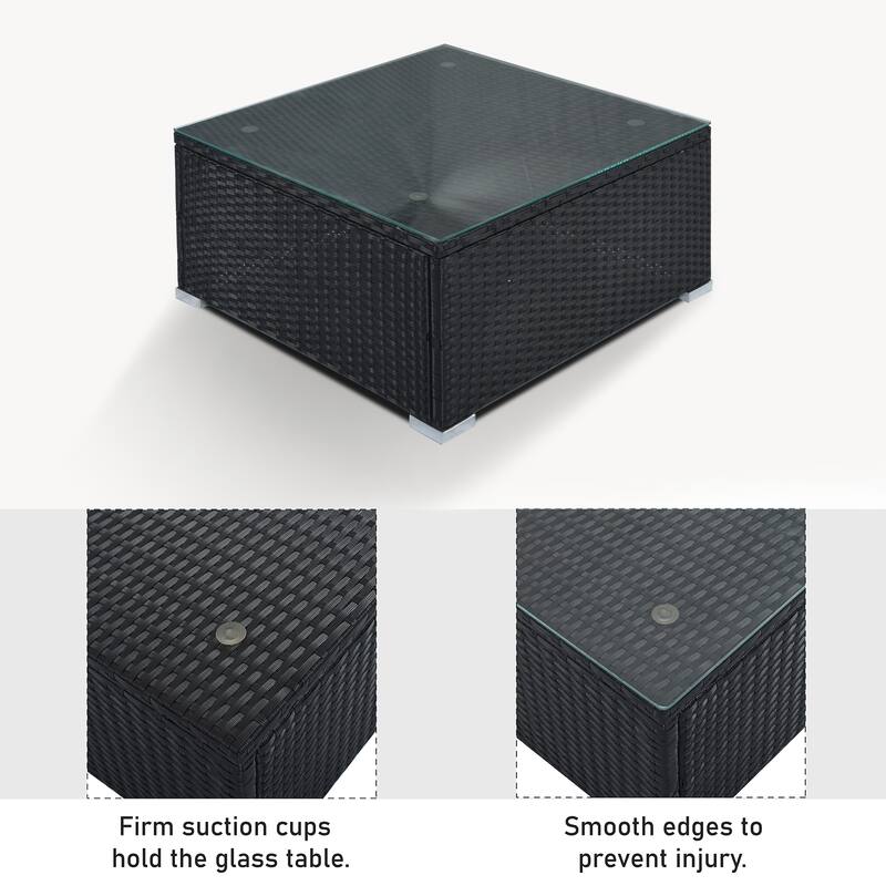 8-Pieces Outdoor Wicker Modular Sectional Sofa Set with Coffee Table, Free Combination