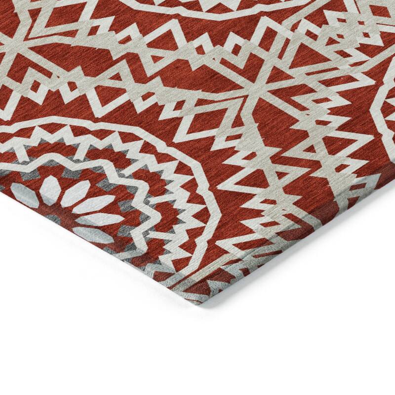 HomeRoots Floral Medallion Transitional Rectangle Outdoor Rug