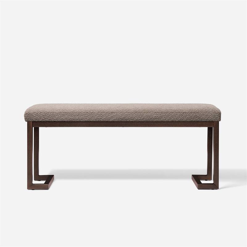 Contemporary Design Bench with Boucle fabric - Grey