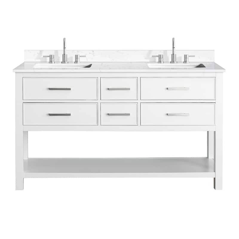 Avanity Brooks 61 in. Double Vanity in White finish and Cala White Engineered Top