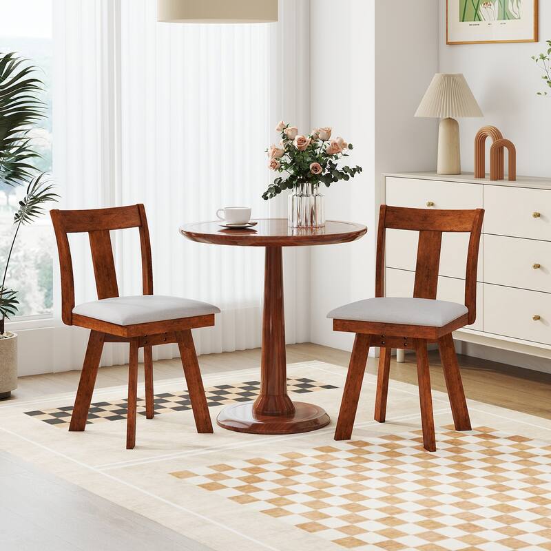 Gymax Swivel Dining Chairs Set of 4 Dining Room Chairs w/ Rubber Wood
