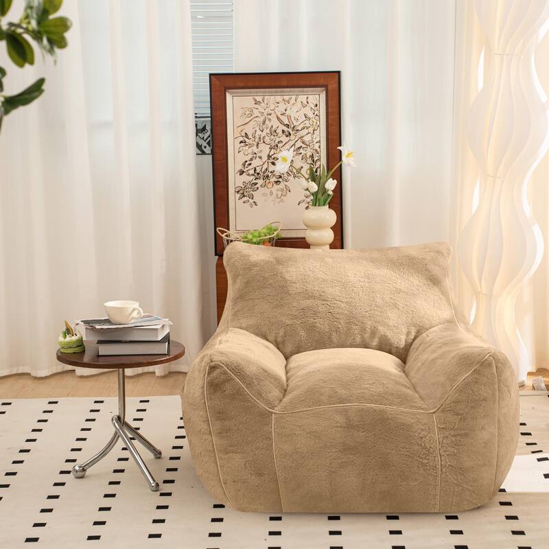 Comfy Bean Bag Sofa with Back Support - khaki