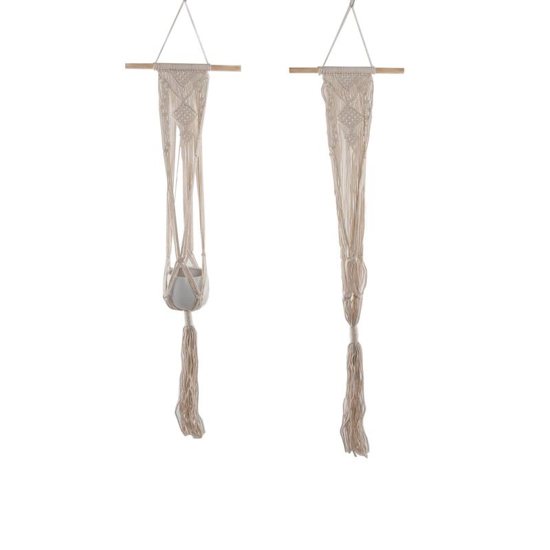 33" H hanging macrame planter hanger - White