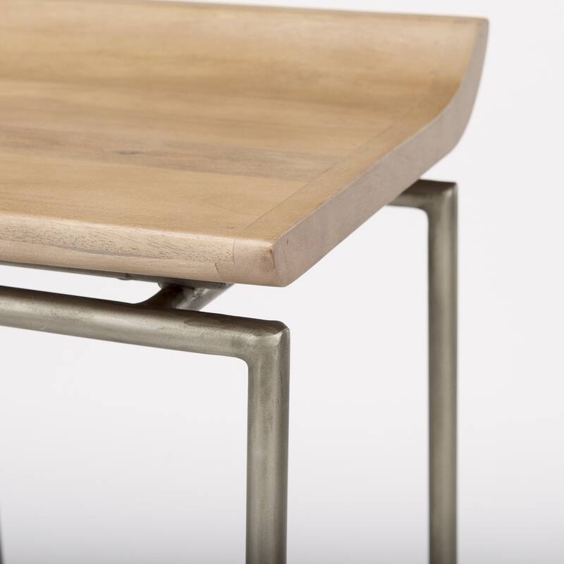 Givens Light Brown Solid Wood with Silver Metal Frame Counter Stool - 14"W x 15.7"D x 25.7"H