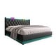preview thumbnail 8 of 16, Twin/Full/Queen/King Upholstered Storage Bed with 360掳 LED, USB Type-C Charging, Remote/App Control, Black PU Black - King