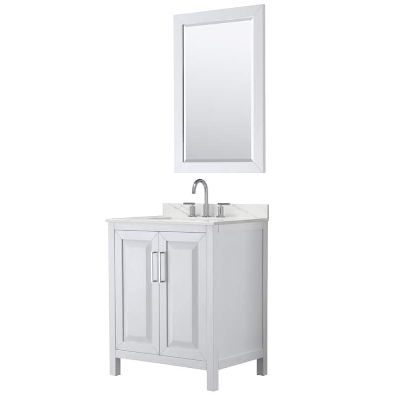 Wyndham Collection WCV252530S-QTZ-US3M24 Daria 30" Free Standing - White / Giotto Quartz Top / Polished Chrome