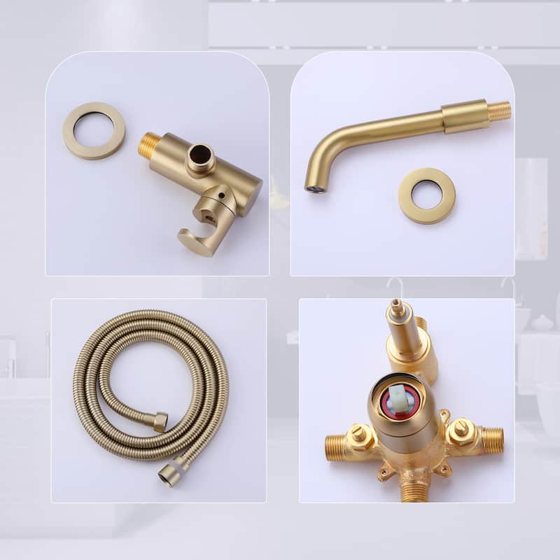 Modland Luxury Wall Mounted Bathtub Faucet With High-pressure Handheld Shower and Tub Spout