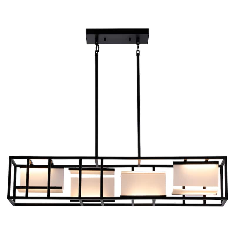 LED 40 Inch Kitchen Island Pendant Light, Black Ceiling Scifi Linear Light