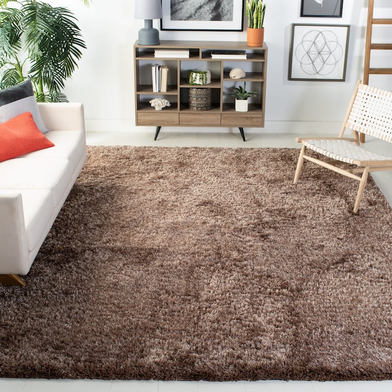 SAFAVIEH Handmade South Beach Leonella Shag Solid Polyester Rug