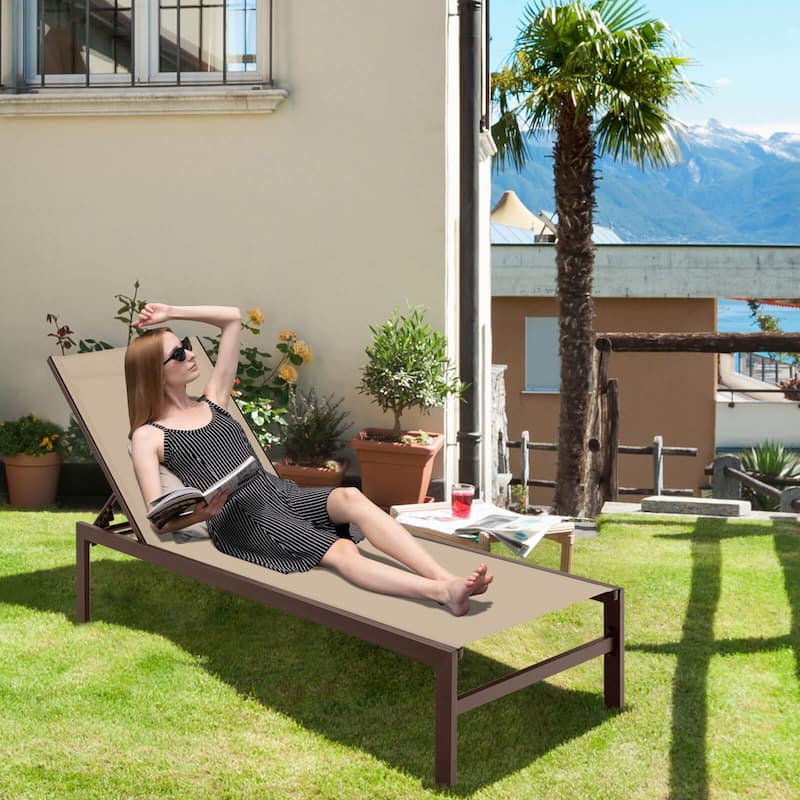 Costway 2 PCS 6-Position Lounge Chair Chaise Aluminium Adjust Recliner - See Details
