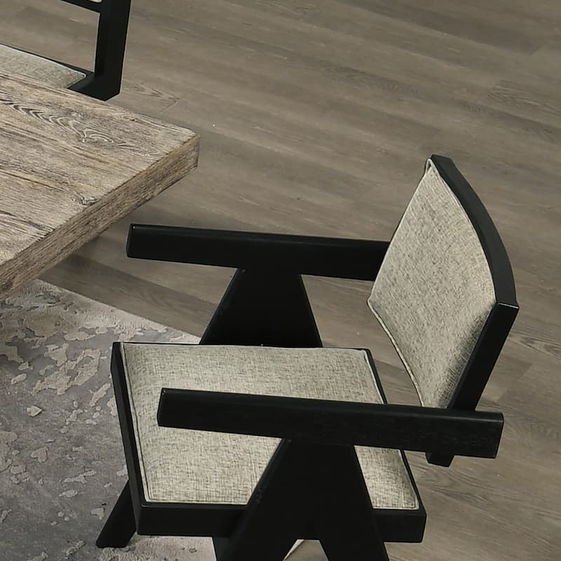 Furniture of America Rockinwel Modern Black Solid Wood Arm Chair (Set of 2)