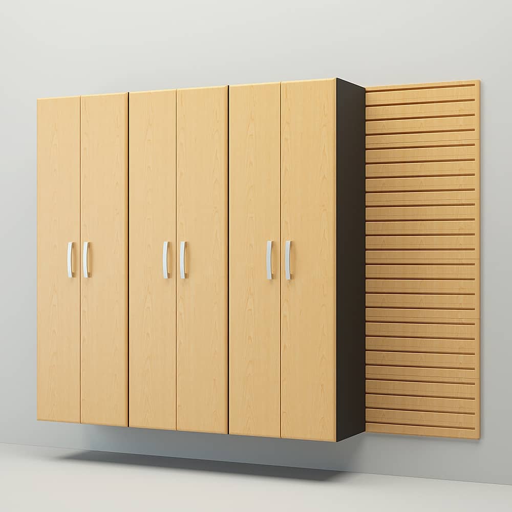 4 Piece Slatwall Panel, Cabinet Storage Set