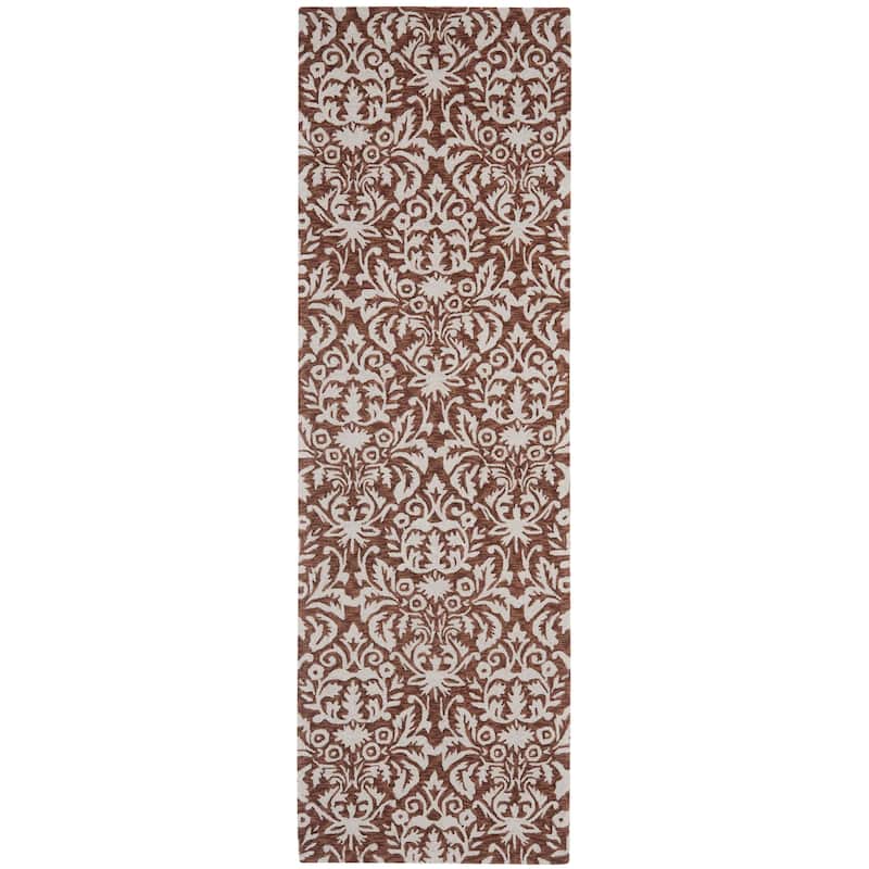 SAFAVIEH Handmade Chelsea Duschka French Country Wool Rug - 2'6" x 12' Runner - Brown/Grey