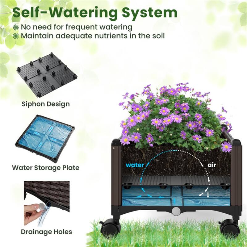 Adjustable Raised Garden Planter with Trellis 2-in-1 Self-Watering Box for Indoor or Outdoor - 16" x 16" x 71" (L x W x H)