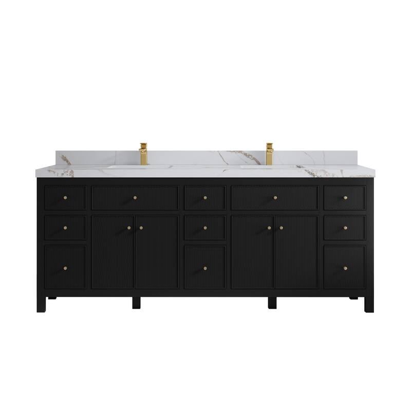 Willow Collections 84 in. W x 22 in. D Sonoma Free Standing Reeded Double Sink Bathroom Vanity with Countertop