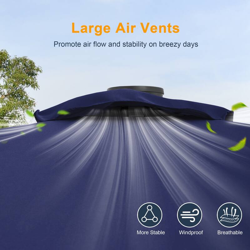 LIVOOSUN 6x9Ft LED Patio Umbrella Weather Resistant Table Umbrella