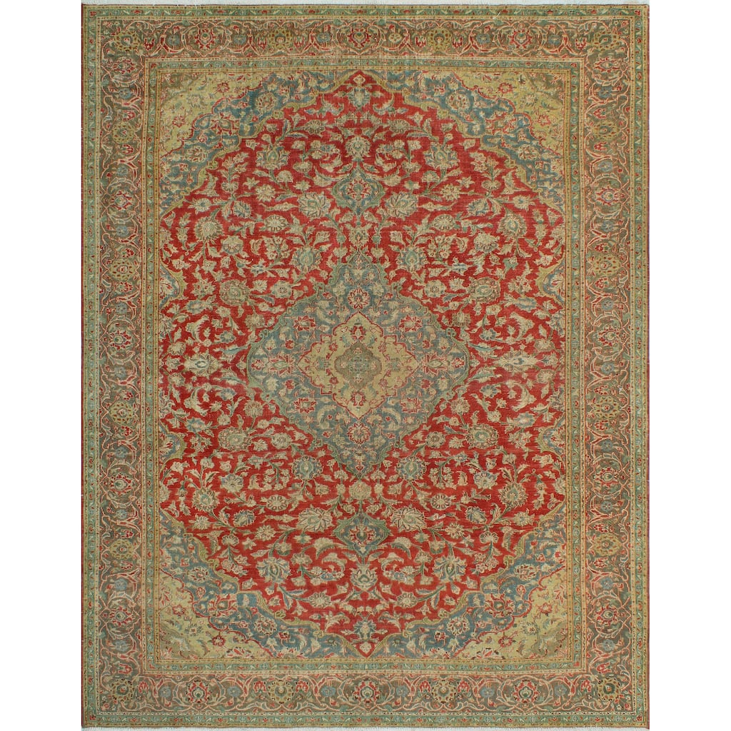 Vintage Distressed Evelina Red/Grey Rug - 9'6" x 11'8"