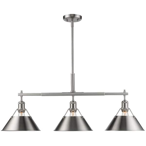slide 2 of 9, Golden Lighting 3306-LP PW Orwell 3 Light 36" Wide Linear Pendant