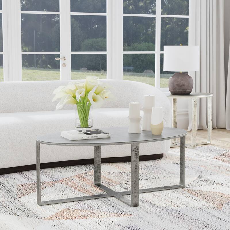 Classic Home Flores 48" Oval Metal Coffee Table