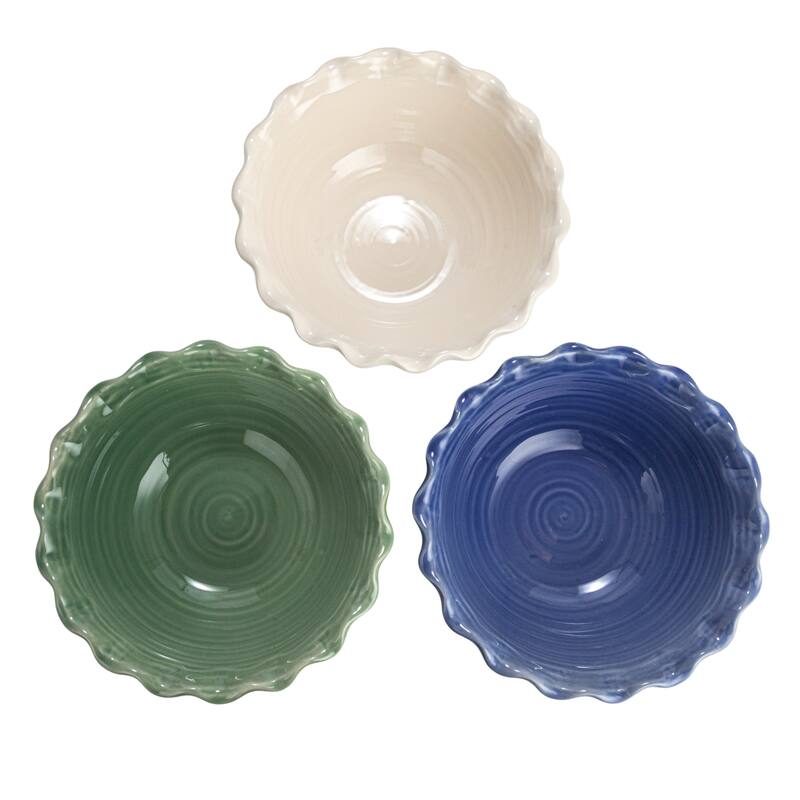 Stoneware Bowls with Scalloped Edge - 10.0"L x 10.0"W x 4.0"H