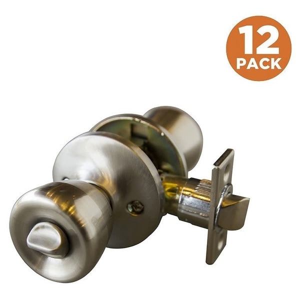 Design House 190835 Terrace Privacy Door Knob Set with Round Rose - Pack of 12 - Satin Nickel