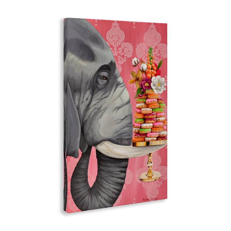 Stupell Elephant & Stacked Desserts Canvas Wall Art Design By Heather Gauthier