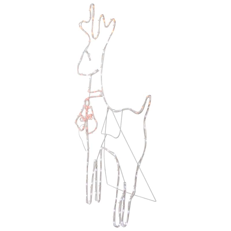 36" Lighted Standing Reindeer Silhouette Outdoor Christmas Decor - White