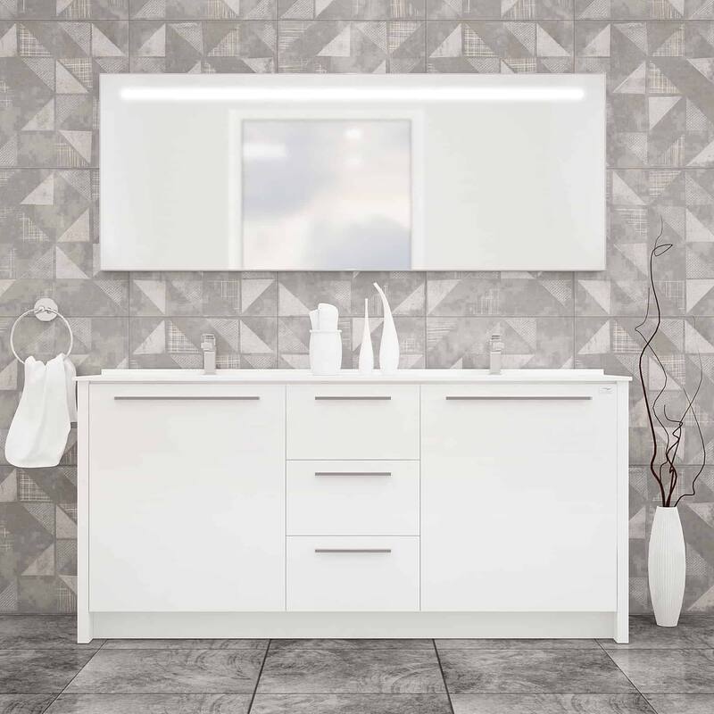 Nona 71" Double Sink Freestanding Bathroom Vanity Set - White - Glossy