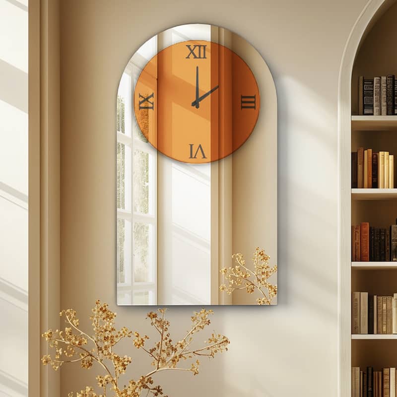 Arch Wall Mounted Vanity Mirror with Clock Silent - 20" W x 36" H