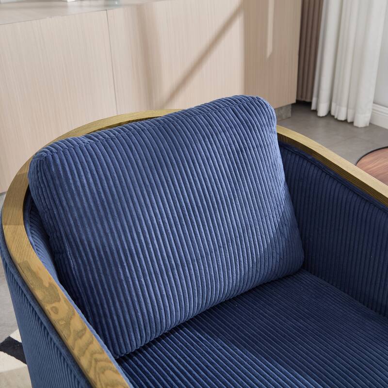 Accent Chair Sofa Chair with High-Density Foam and Curved Back, Degree Swivel Barrel Club Chair Lounge Chair