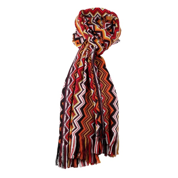 Missoni Earth Tones Long Zigzag Fringe Scarf - 16-71